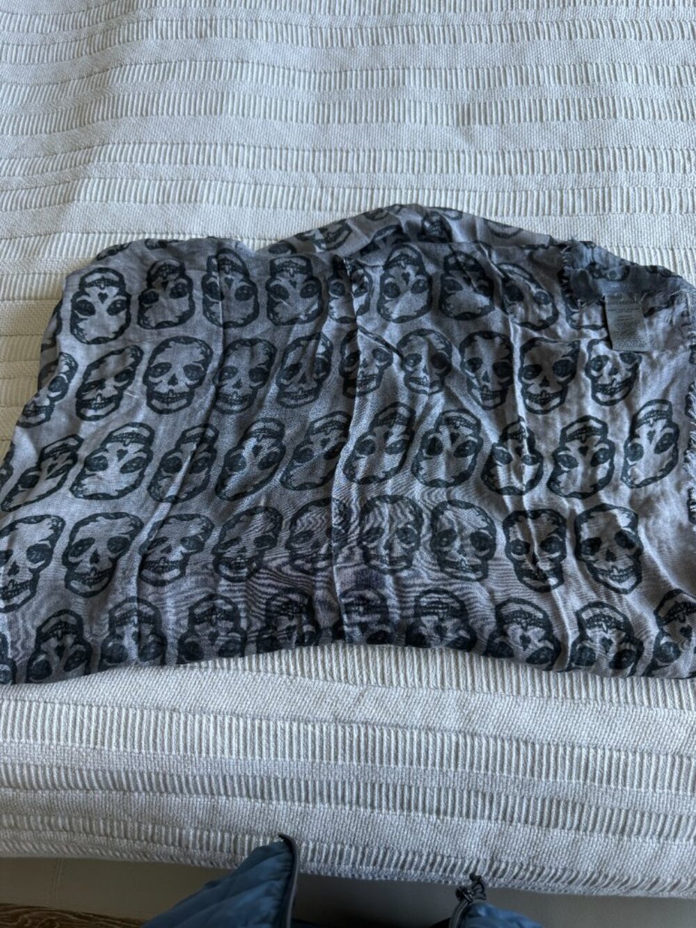 Zadig & Voltaire Scarf Skull Print Gray Black 100% Modal 50" x 50"